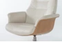 Amala Beige Bone Leather Reclining Swivel Arm Chair with Adjustable Headrest And Ottoman - Detail