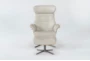Amala Beige Bone Leather Reclining Swivel Arm Chair with Adjustable Headrest And Ottoman - Front