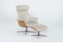 Amala Beige Bone Leather Reclining Swivel Arm Chair with Adjustable Headrest And Ottoman - Signature