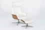 Amala White Leather Reclining Swivel Chair With Adjustable Headrest And Ottoman - Side