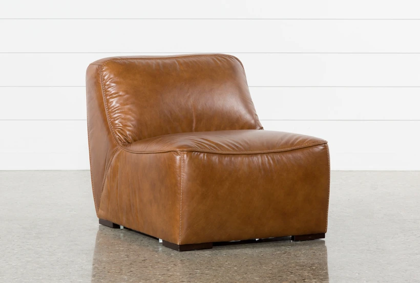 Burton Honey Brown Leather Armless Chair - 360