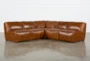 Burton Honey Brown Leather 103" 3 Piece L-Shaped Modular Sectional With 2 Armless Loveseats - Signature