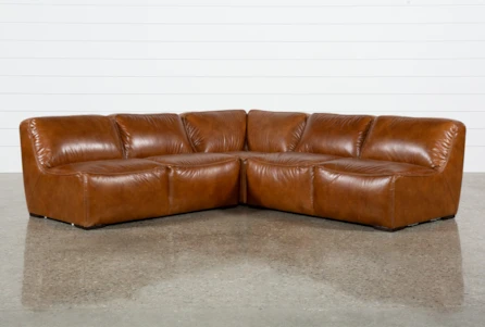 Burton Leather 3 Piece 103" Modular Sectional With 2 Loveseats