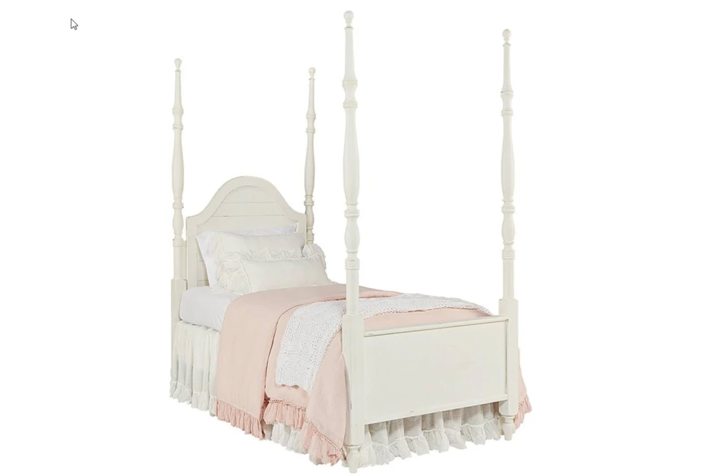 Magnolia Home Camelback Twin Poster Bed, White Twin Four Poster Bed Frame