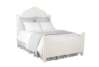 White Eastern King Panel Bed, White Shiplap Headboard