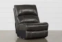 Travis Dark Grey Leather Armless Chair - Signature