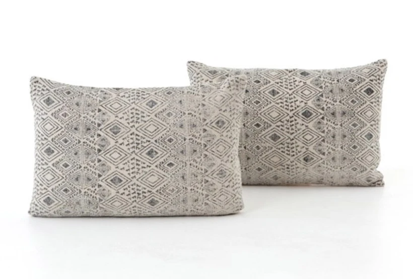 Accent Pillow-Faded Grey Print 16X24 Set Of 2 - 360