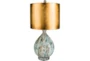 25 Inch Teal Aqua + Copper Marbled Table Lamp With Metallic Copper Shade - Signature