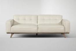 Caressa Leather Dove Grey 90" Sofa