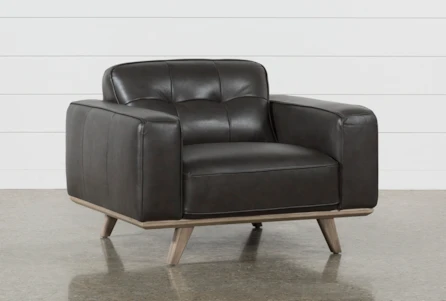 Caressa Leather Dark Grey Chair - Main