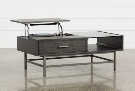 Tracie Glass Lift-Top Coffee Table With Storage