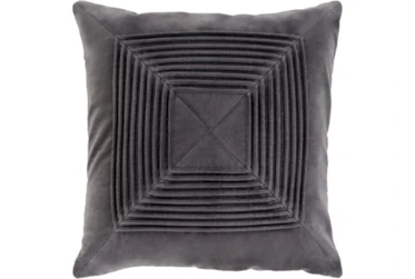 Accent Pillow-Cotton Velvet Box Pleat Charcoal 20X20