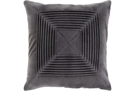 Accent Pillow-Cotton Velvet Box Pleat Charcoal 20X20 - Main