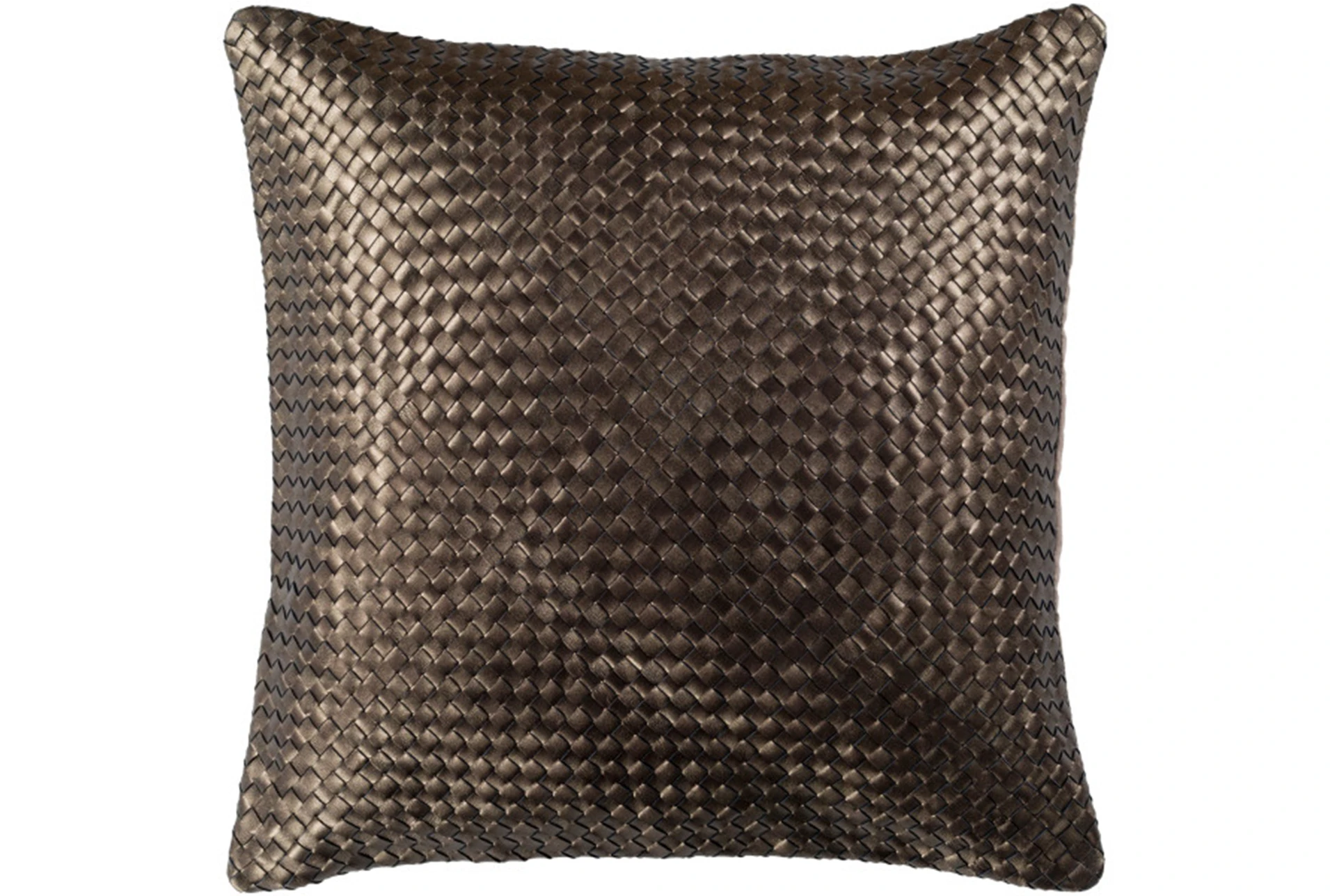 Accent Pillow Woven Leather Bronze 20x20 Living Spaces