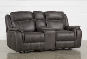 Griffin Grey 77" Power Reclining Loveseat With Console
