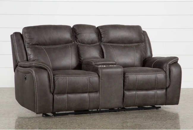 Griffin Grey Power Reclining Loveseat With Console - 360