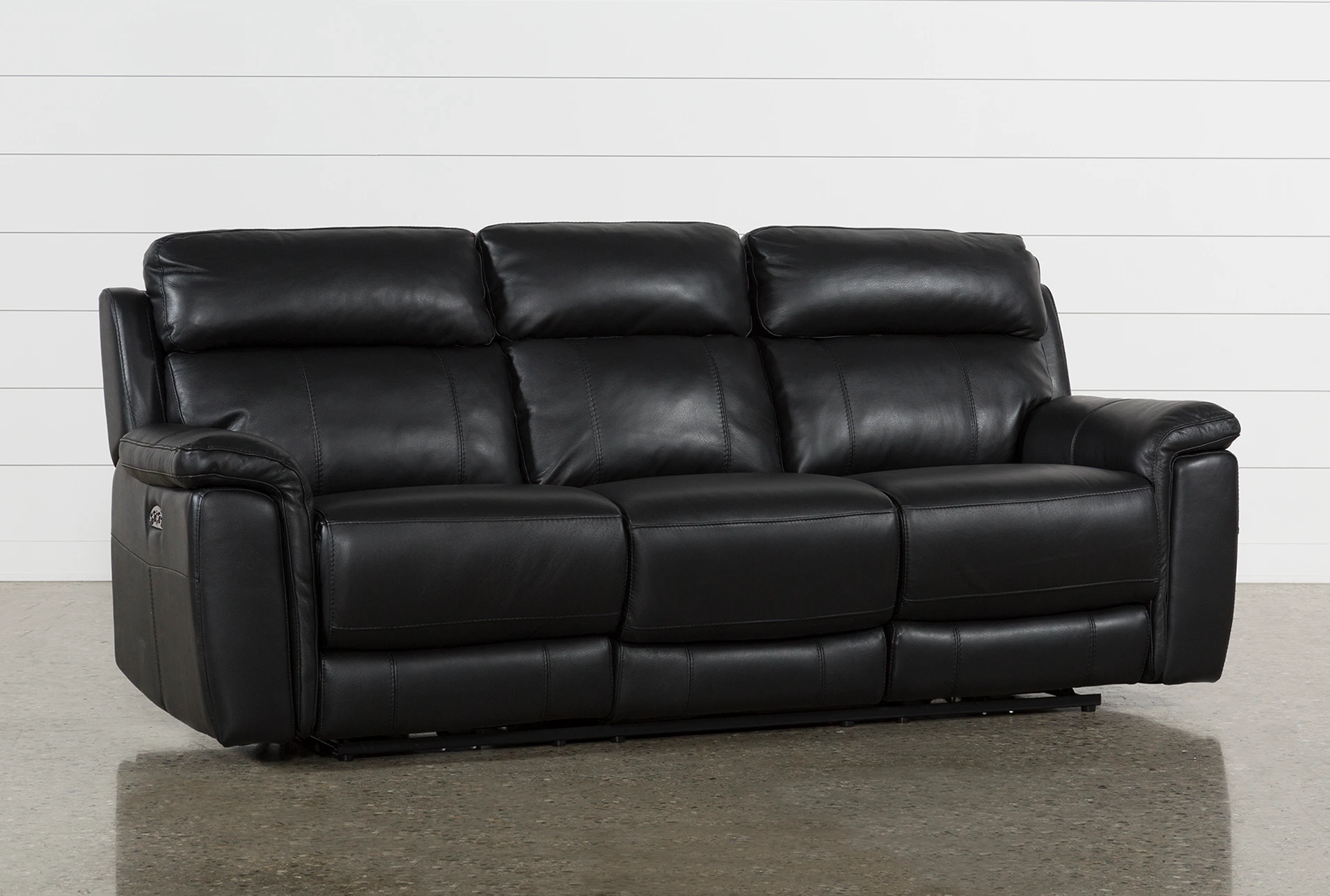 Dino Black Leather Power Reclining Sofa W Power Headrest Usb