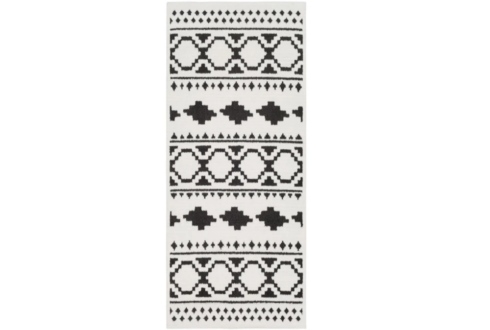 2'6"x7'3" Rug-Graphic Tile Shag Black & White