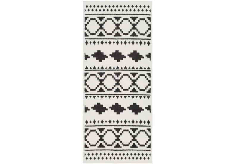 2'6"x7'3" Rug-Graphic Tile Shag Black & White - 360