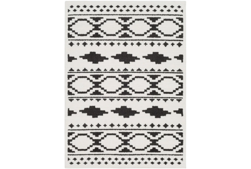 6'6"x9'5" Rug-Graphic Tile Shag Black & White