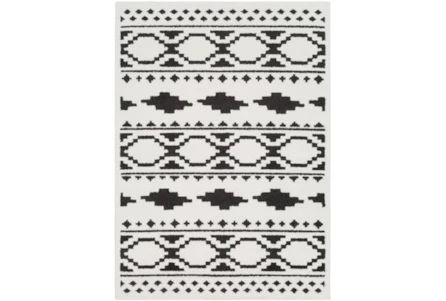 7'8"x10'3" Rug-Graphic Tile Shag Black & White