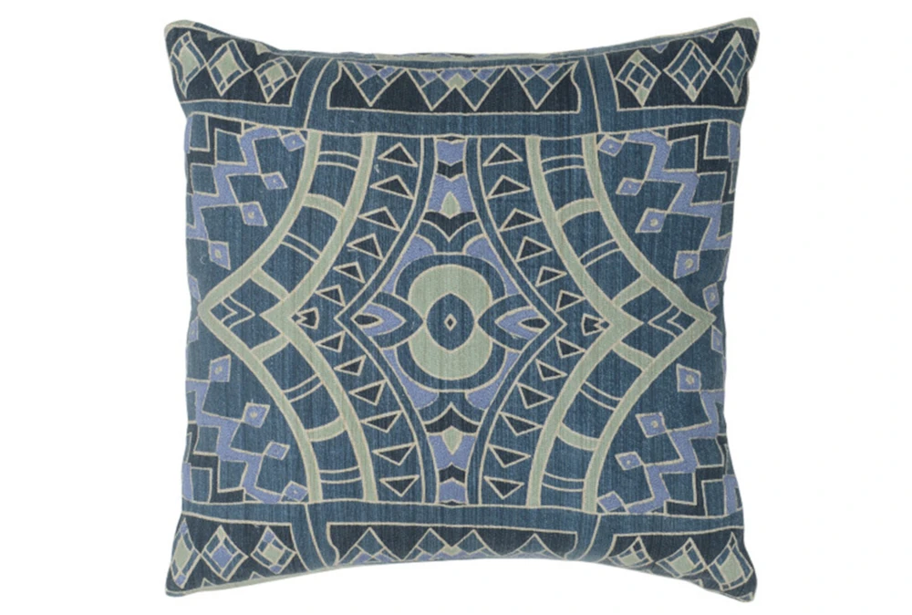18X18 Marine Blue Mosaic Pattern Throw Pillow