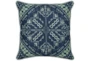 22X22 Marine Blue Batik Pattern Throw Pillow - Signature