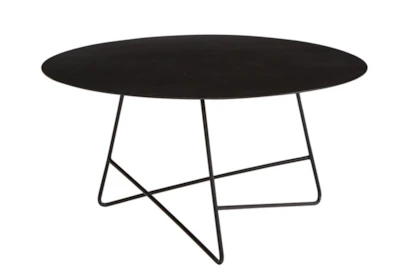 Artiss Coffee Table Marble Effect Side Tables Bedside Round Black Metal 70x70cm Myer