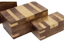Set Of 3 Brass Inlay Wood Boxes - Detail