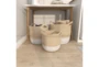 Set Of 3 Natural And White Seagrass Basket - Room