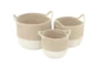 Set Of 3 Natural And White Seagrass Basket - Signature