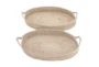 Set Of 2 Round Seagrass Tray - Material