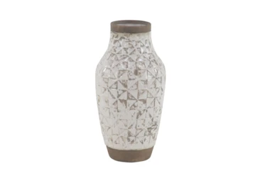 17 Inch White Wash Ceramic Vase