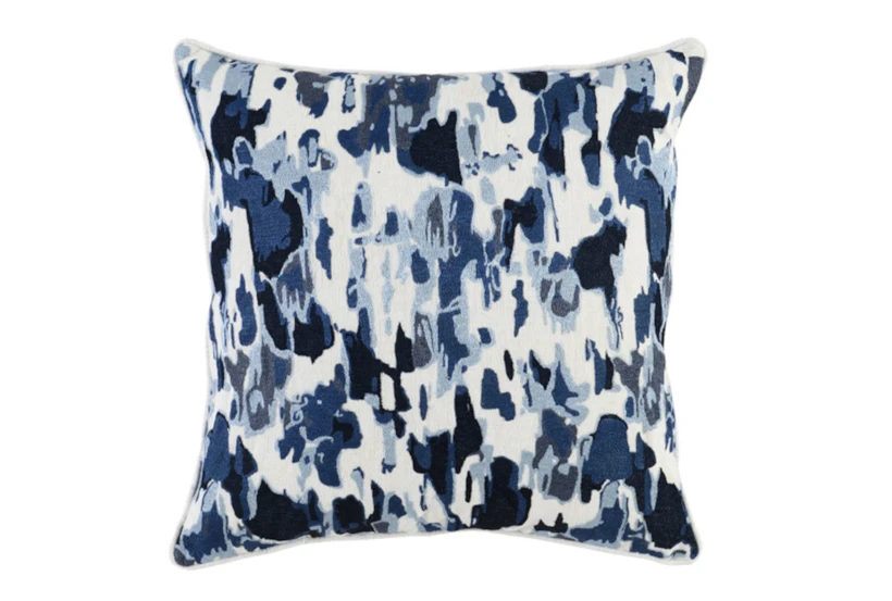 22X22 Navy Blue Watercolor Abstract Raindrop Throw Pillow - 360