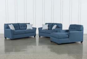 Jacoby Denim 3 Piece Living Room Set With Full Sleeper
