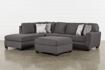Mcdade Graphite Left Arm Facing Sectional With Oversized Accent Ottoman - Main