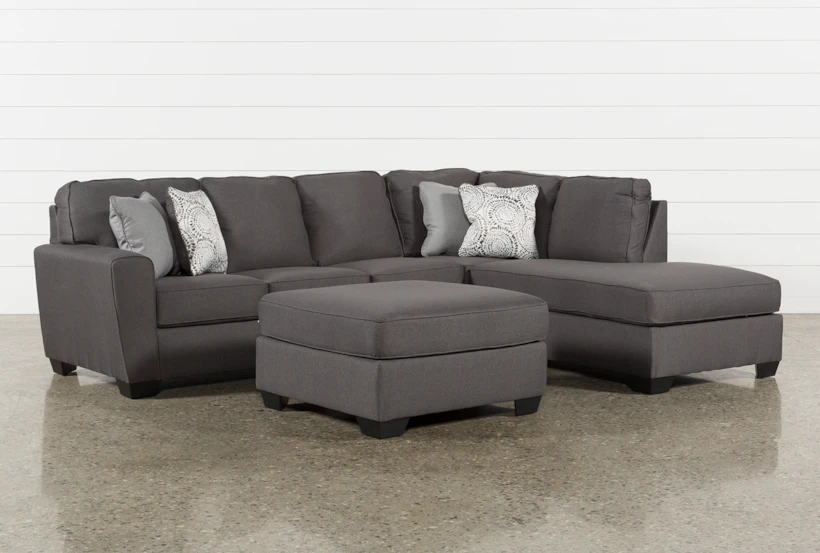 Mcdade Graphite Right Arm Facing Sectional with Oversized Accent Ottoman - 360