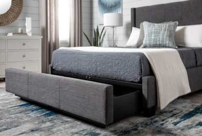 Damon Charcoal California King Upholstered Platform Bed With Strg 