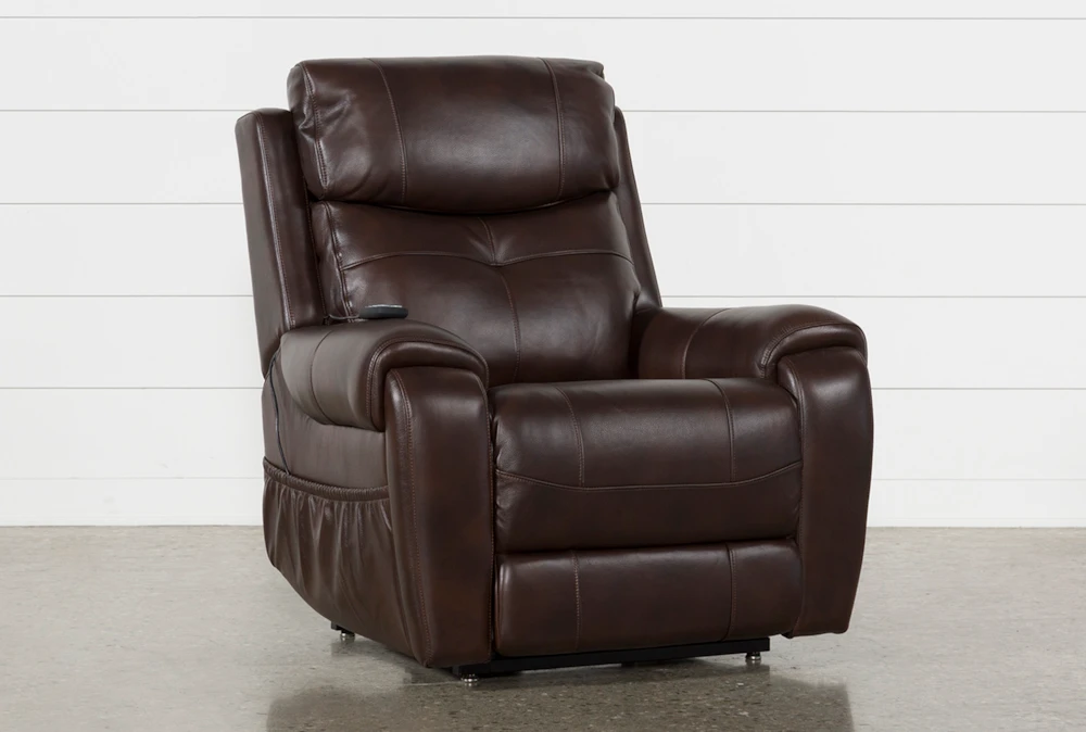 Carl Chocolate Leather Power Lift Recliner With Power Headrest