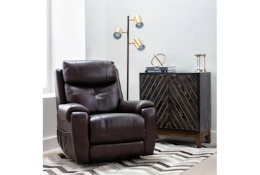 Carl Chocolate Leather Power Lift Recliner With Power Headrest And Heat