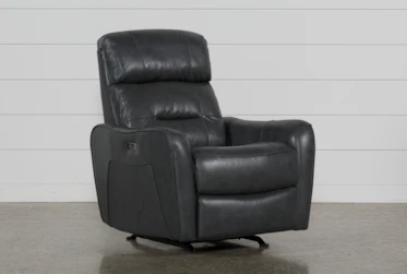 Cici Grey Leather Power Rocker Recliner With Power Headrest And Usb