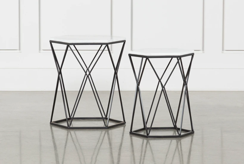 Olivia 2 Piece Set Bunching Accent Tables - 360