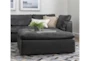 Hidden Cove Grey 134" Leather 3 Piece Sofa With Ottoman - Room