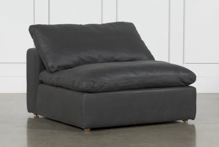Hidden Cove Grey Leather Armless Chair - Main