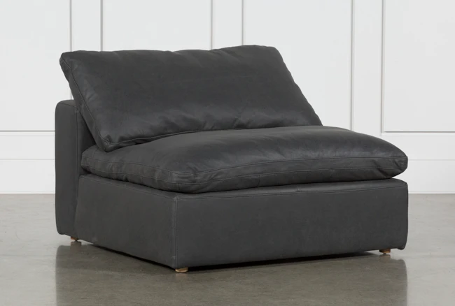 Hidden Cove Grey Leather Armless Chair - 360