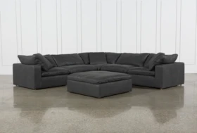 Hidden Cove Grey Leather 6 Piece 134" Sectional With 3 Corners