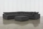 Hidden Cove Grey Leather 6 Piece 134" Sectional With 3 Armless Chairs - Signature