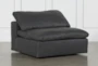 Hidden Cove Grey Leather Swivel Armless Chair - Signature