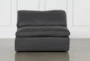 Hidden Cove Grey Leather Swivel Armless Chair - Front