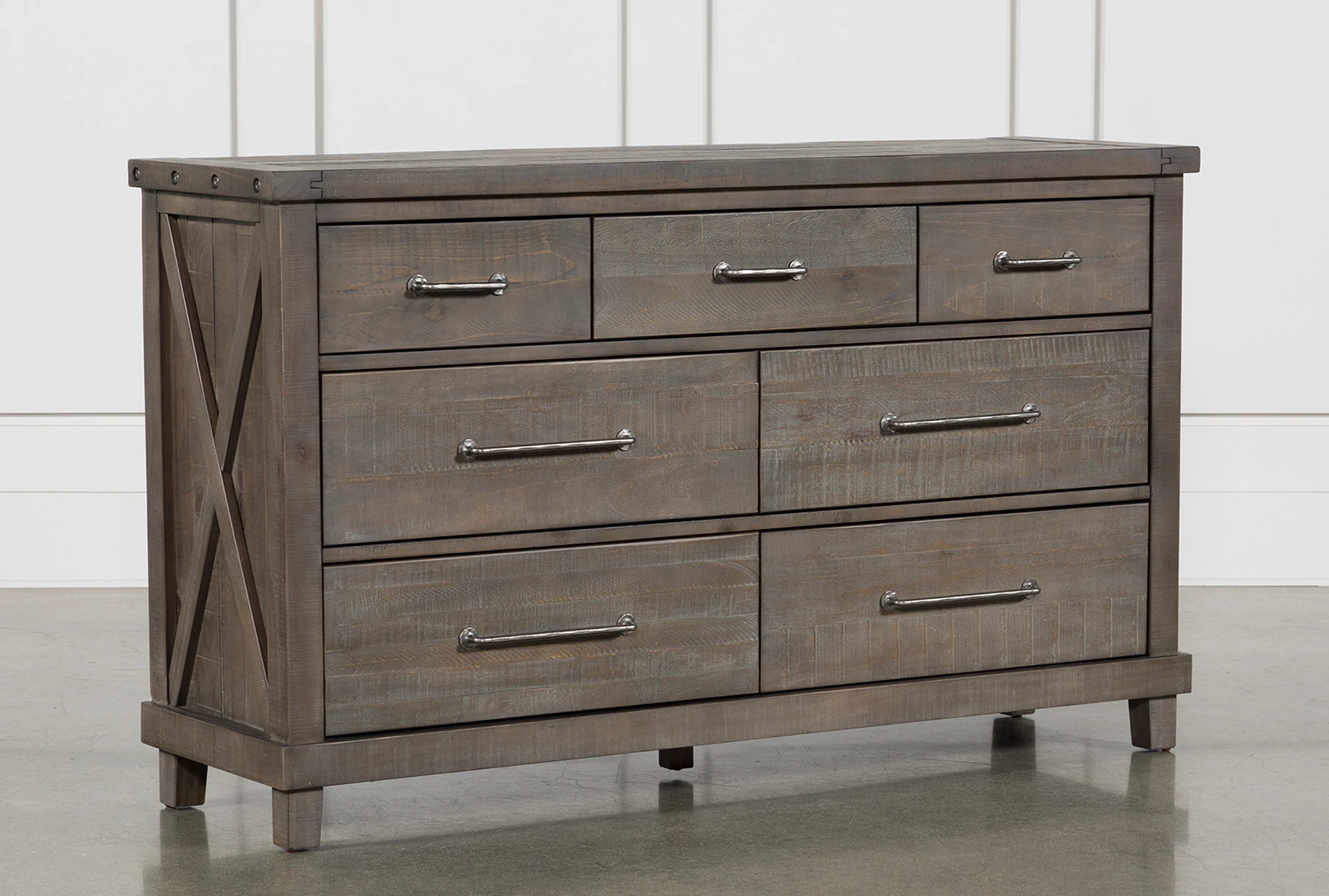 Jaxon Grey 7 Drawer Dresser Living Spaces, Grey Pine Dresser